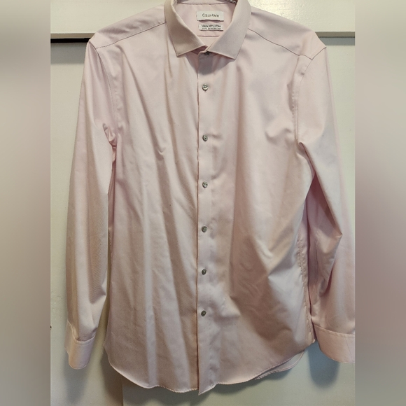 Men's Warehouse - Calvin Klein Infinite Slim Fit Spread Collar Mini (Pink) - Picture 3 of 7